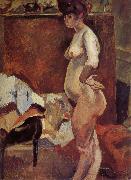 Jules Pascin Female study in sideways oil painting reproduction